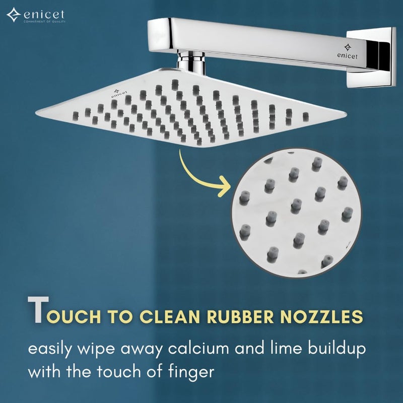 ENICET دش علوي رفيع للغاية إنيسيت بتدفق مطر مع ذراع دش عالي الضغط رأس دش من الفولاذ المقاوم للصدأ لمجموعة دش الحمام 6X6 - Image 3