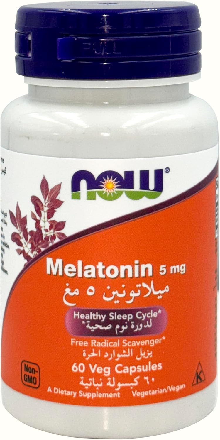 ناو NOW Foods Melatonin 5mg - 60 Veg Capsules - Image 1