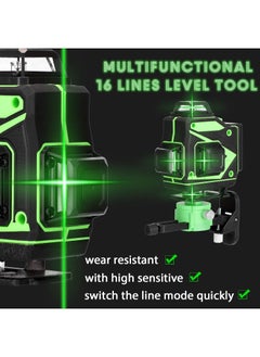 4D 16 Lines Laser Level APP Remote Control Multifunction Level Tool with 3° Self Leveling System Function, Green Self Leveling Laser Level 4x360°  Vertical Horizontal Cross with 2xRechargeable Battery - pzsku/Z99090BAB82D6CDBCF1E1Z/45/_/1722766198/577cb150-d191-4fea-8513-ccce8d62e31b