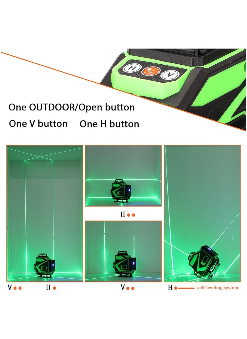 LAESO 4D 16 Lines Laser Level APP Remote Control Multifunction Level Tool with 3° Self Leveling System Function, Green Self Leveling Laser Level 4x360°  Vertical Horizontal Cross with 2xRechargeable Battery  - Image 3