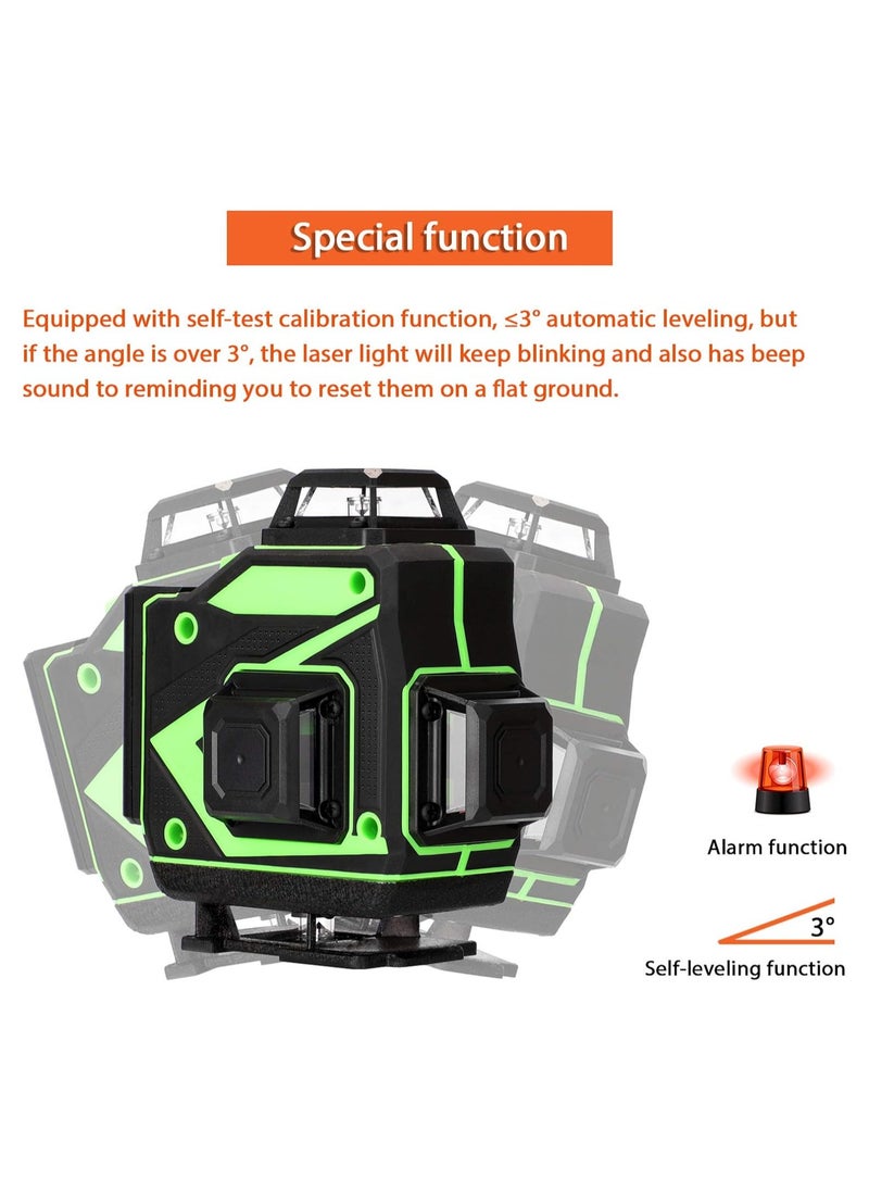 LAESO 4D 16 Lines Laser Level APP Remote Control Multifunction Level Tool with 3° Self Leveling System Function, Green Self Leveling Laser Level 4x360°  Vertical Horizontal Cross with 2xRechargeable Battery  - Image 4