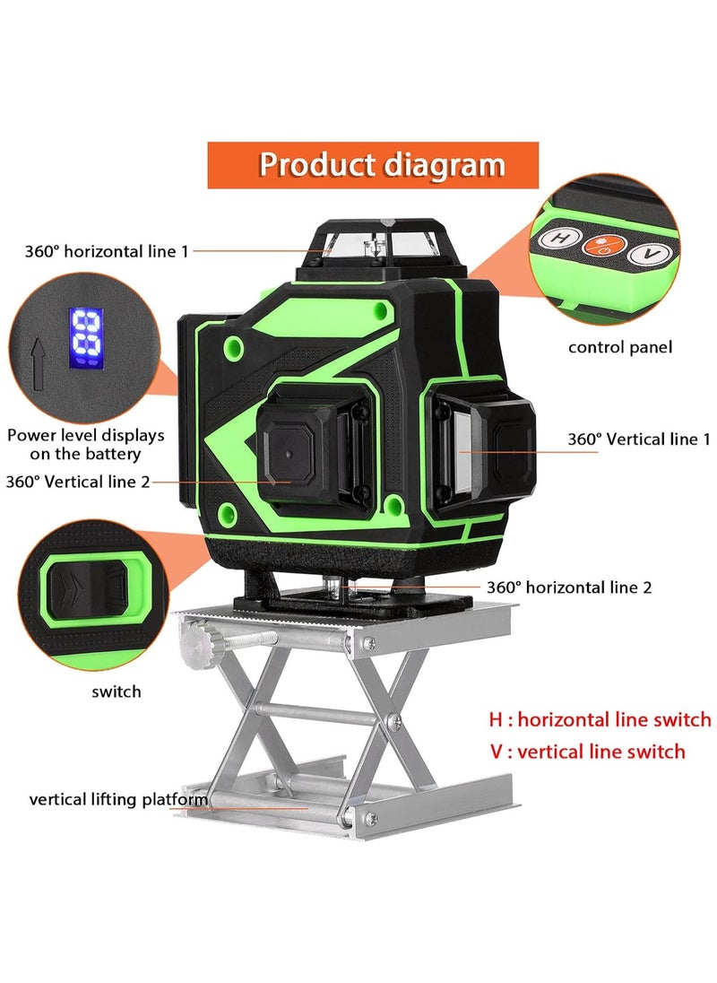 LAESO 4D 16 Lines Laser Level APP Remote Control Multifunction Level Tool with 3° Self Leveling System Function, Green Self Leveling Laser Level 4x360°  Vertical Horizontal Cross with 2xRechargeable Battery  - Image 5