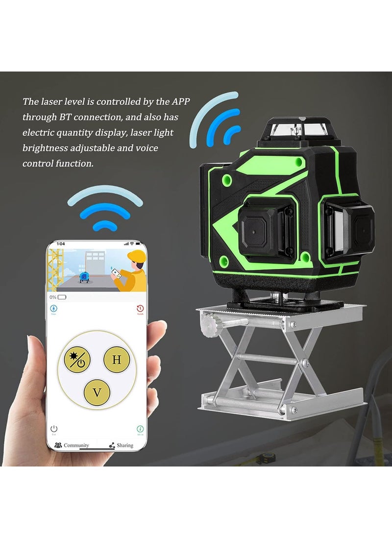 LAESO - 4D 16 Lines Laser Level APP Remote Control Multifunction Level Tool with 3° Self Leveling System Function, Green Self Leveling Laser Level 4x360°  Vertical Horizontal Cross with 2xRechargeable Battery - Image 1