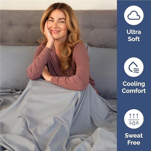 CGK Unlimited Full Size 4 Piece Sheet Set - Comfy Breathable & Cooling Bed Sheets Set - Hotel Luxury Bedding for Women, Men, Kids, Teens, Boys & Girls - Deep Pockets, Soft and Wrinkle Free - Oeko-Tex - Steel Blue - Image 4