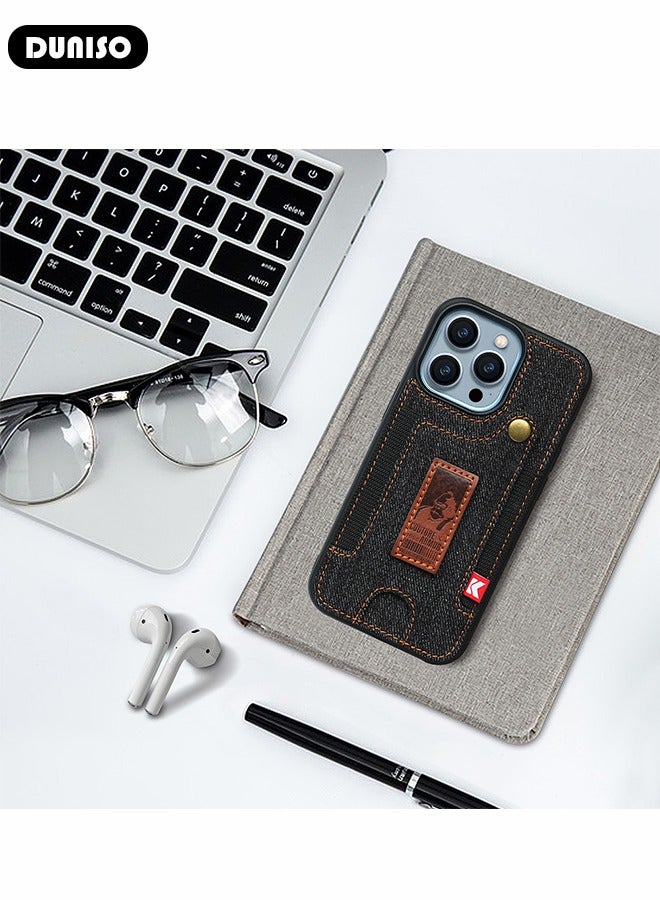 DUNISO Case for iPhone 14, Denim Wallet Case with Card Holder, Drop Protection,Vintage Design Cool Durable Shockproof Protective Cover for Women and Men - Image 4