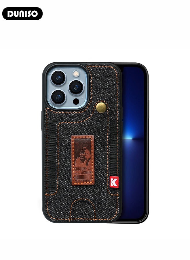 DUNISO Case for iPhone 14, Denim Wallet Case with Card Holder, Drop Protection,Vintage Design Cool Durable Shockproof Protective Cover for Women and Men - Image 5