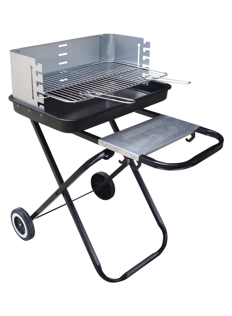 DubaiGallery شواية فحم، 18 بوصة شواية فحم من الفولاذ المقاوم للصدأ مع عجلات وحامل تخزين للتخييم، النزهات، الشواء، الحفلات، الأنشطة الخارجية - Image 1