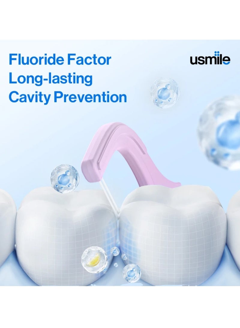 usmile Twin-line Freshening Anti-caries Dental Floss Toothpicks Teeth Stick Tooth Cleaning Interdental Oral Care (Anti-caries, 100 Count) - Image 3