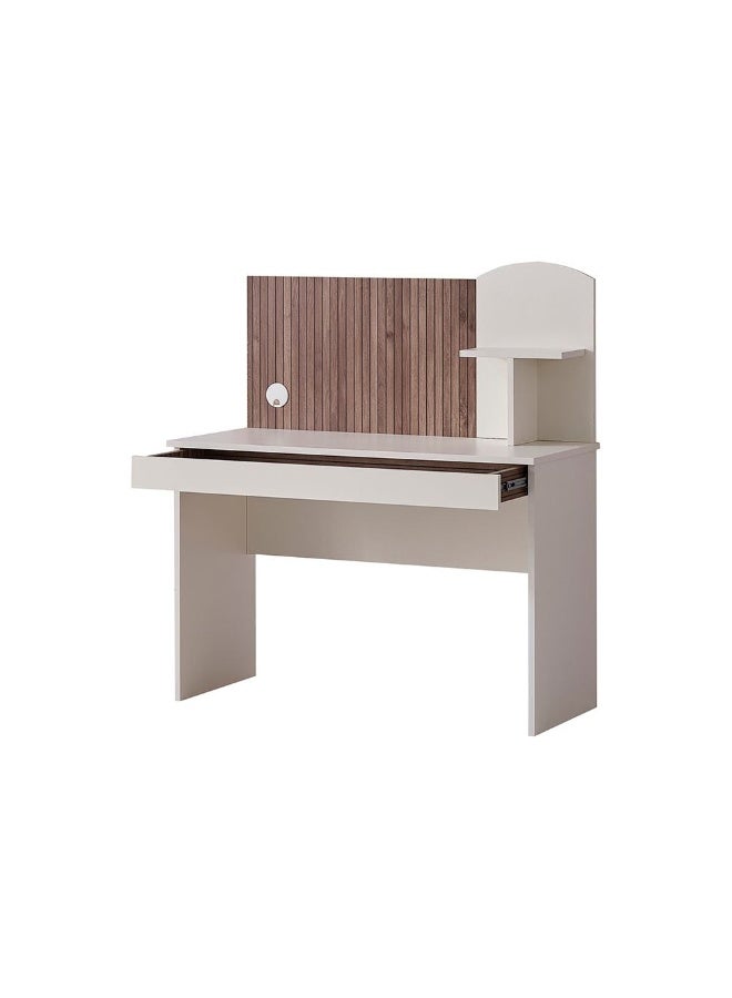 DANUBE HOME Golf Study Desk With Hutch Computer Table I Office Desk Workstation Modern PC Laptop Gaming Table Wooden Study Table For Home Office L50xW110xH131.2cm -Walnut And Cream  - Image 4