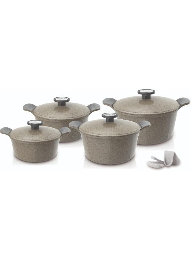Neoflam 8-Pieces Granite Xtrema Cookware Set Beige 20/24/26/28cm - Image 1