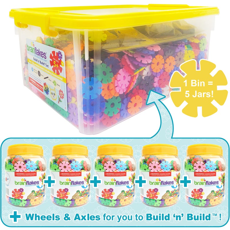 Brain Flakes 2500 Piece Build 'n' Build Kit - A Creative and Educational Alternative to Building Blocks - Wheel Pieces and Special Parts Included - A Great Stem Toy for Both Boys and Girls - Image 2