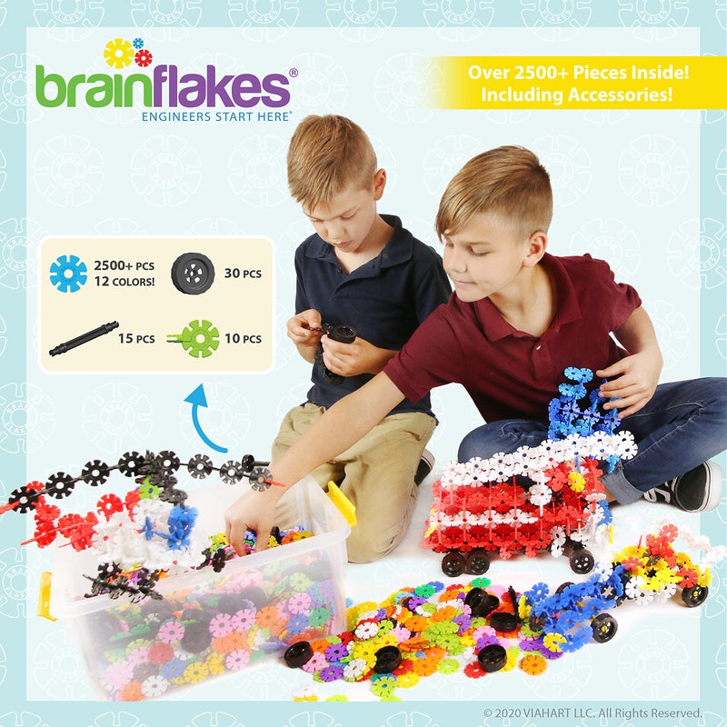Brain Flakes 2500 Piece Build 'n' Build Kit - A Creative and Educational Alternative to Building Blocks - Wheel Pieces and Special Parts Included - A Great Stem Toy for Both Boys and Girls - Image 3