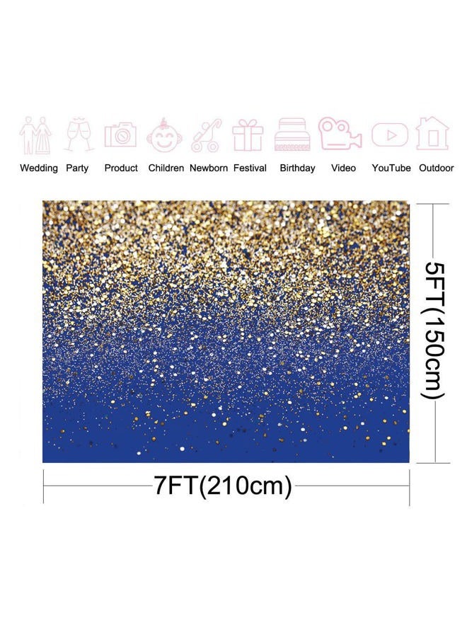 LYCGS 7X5FT Royal Blue Glitter Backdrop Birthday Gold Spots Bokeh Backdrop Wedding Prom Graduation Photography Background Happy New Year Backdrop Studio Props X-77 - Image 4