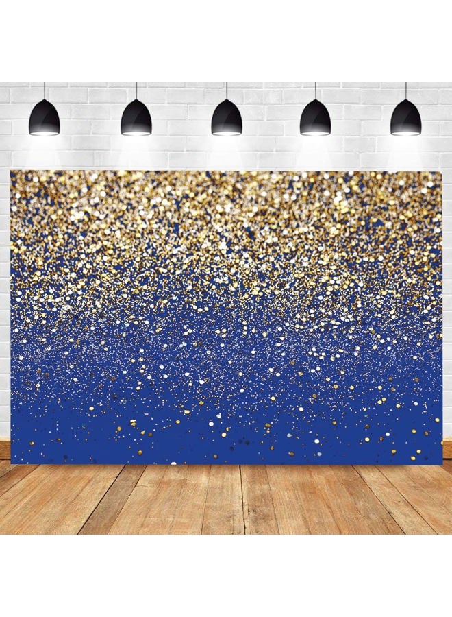 LYCGS 7X5FT Royal Blue Glitter Backdrop Birthday Gold Spots Bokeh Backdrop Wedding Prom Graduation Photography Background Happy New Year Backdrop Studio Props X-77 - Image 2