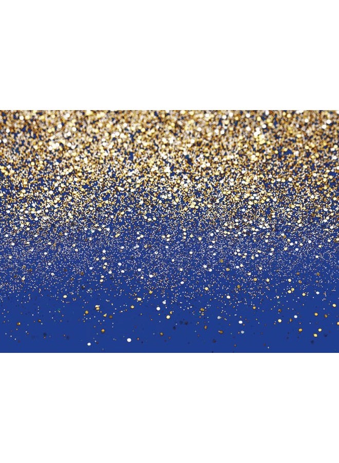 LYCGS 7X5FT Royal Blue Glitter Backdrop Birthday Gold Spots Bokeh Backdrop Wedding Prom Graduation Photography Background Happy New Year Backdrop Studio Props X-77 - Image 1