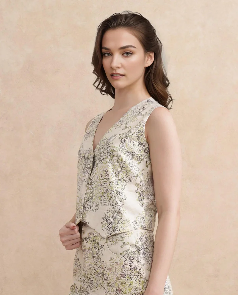 Rareism Women's Printed Waistcoat