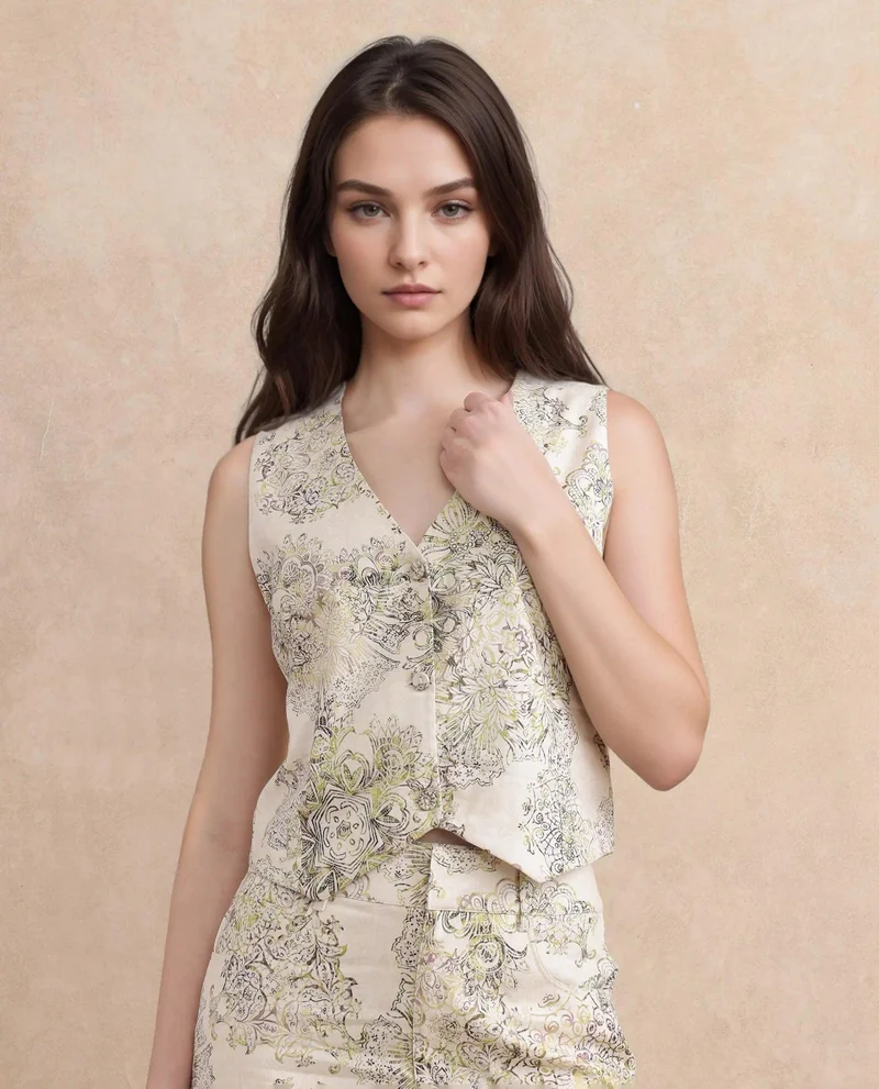 ريريزم Women's Printed Waistcoat