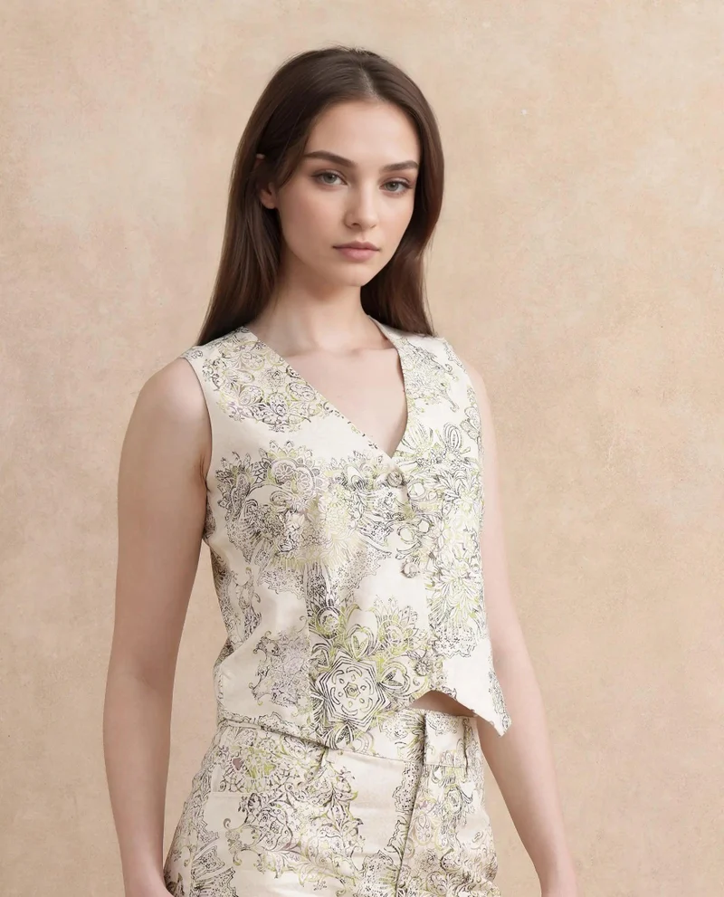 Rareism Women's Printed Waistcoat