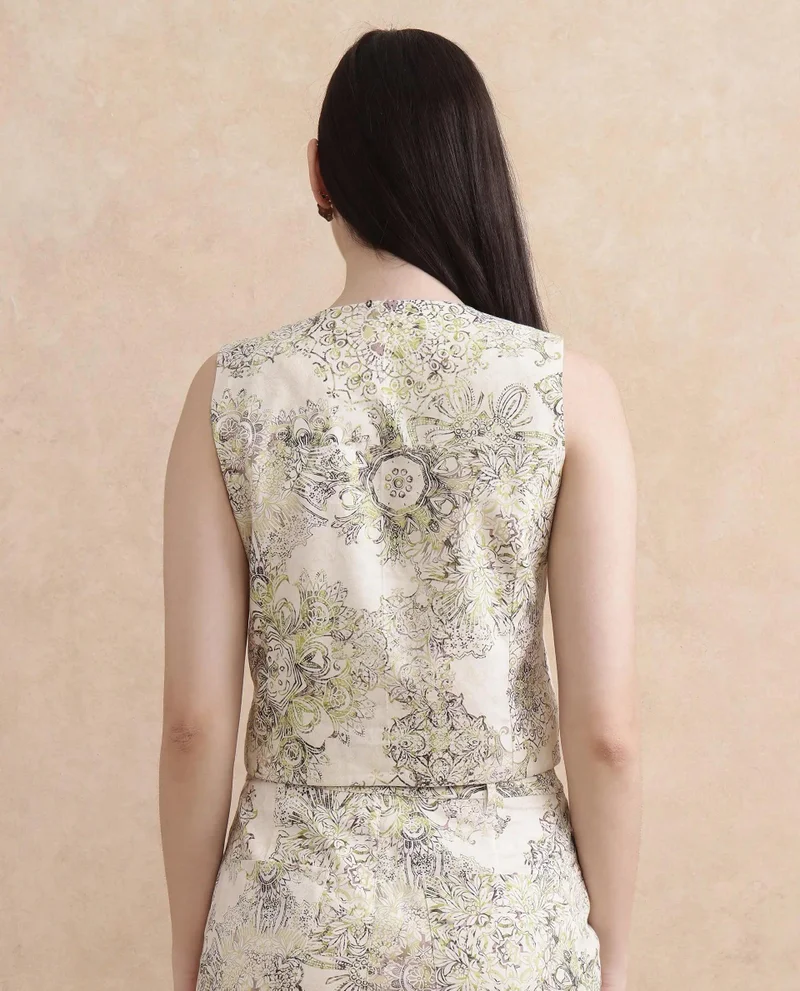 Rareism Women's Printed Waistcoat