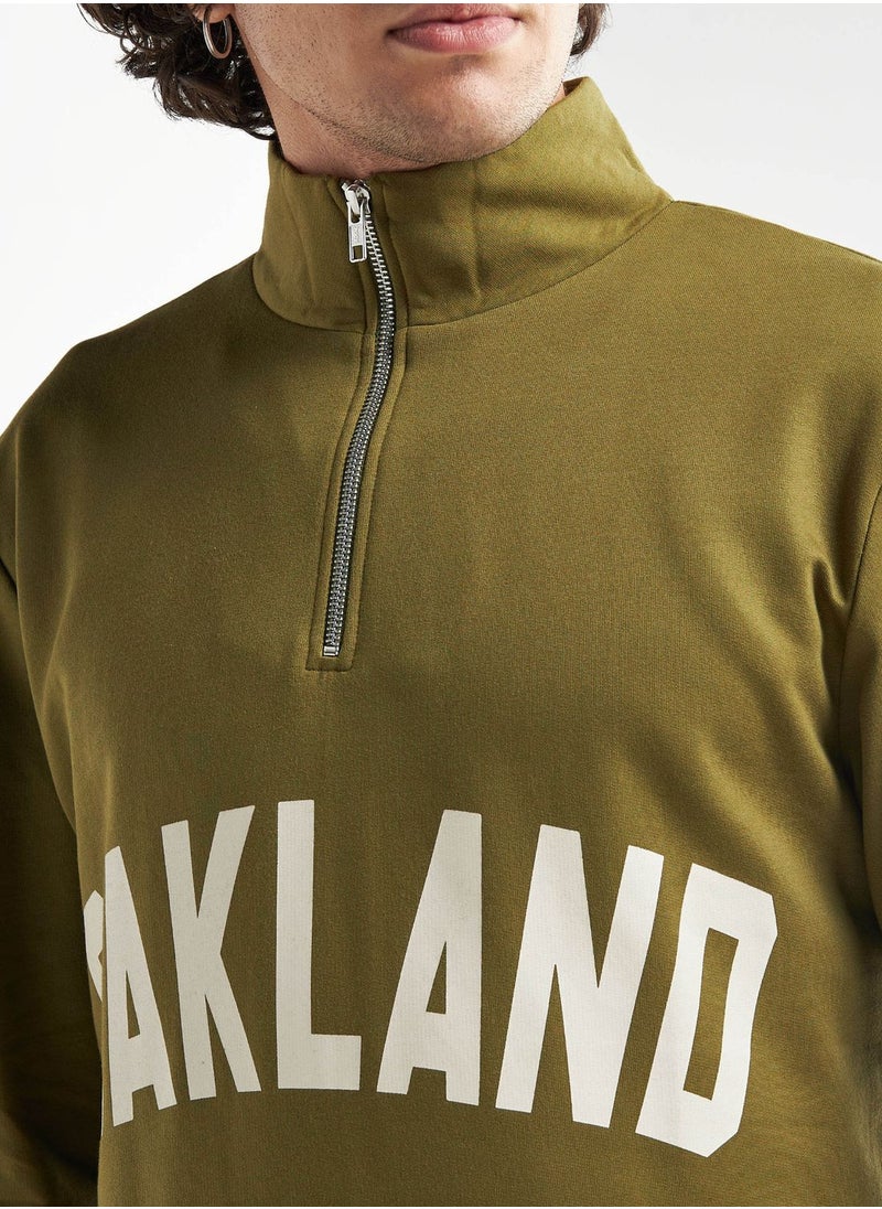 FAV Slogan Zip Through High Neck Sweatshirt  - Image 3