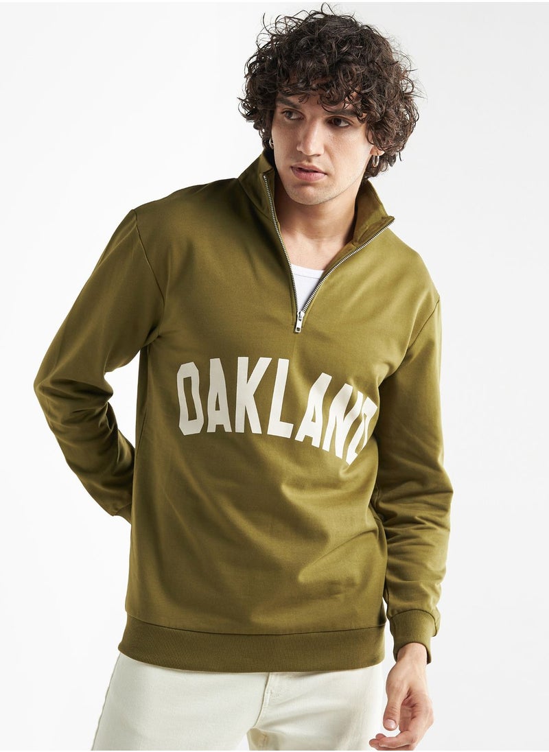 FAV Slogan Zip Through High Neck Sweatshirt  - Image 1