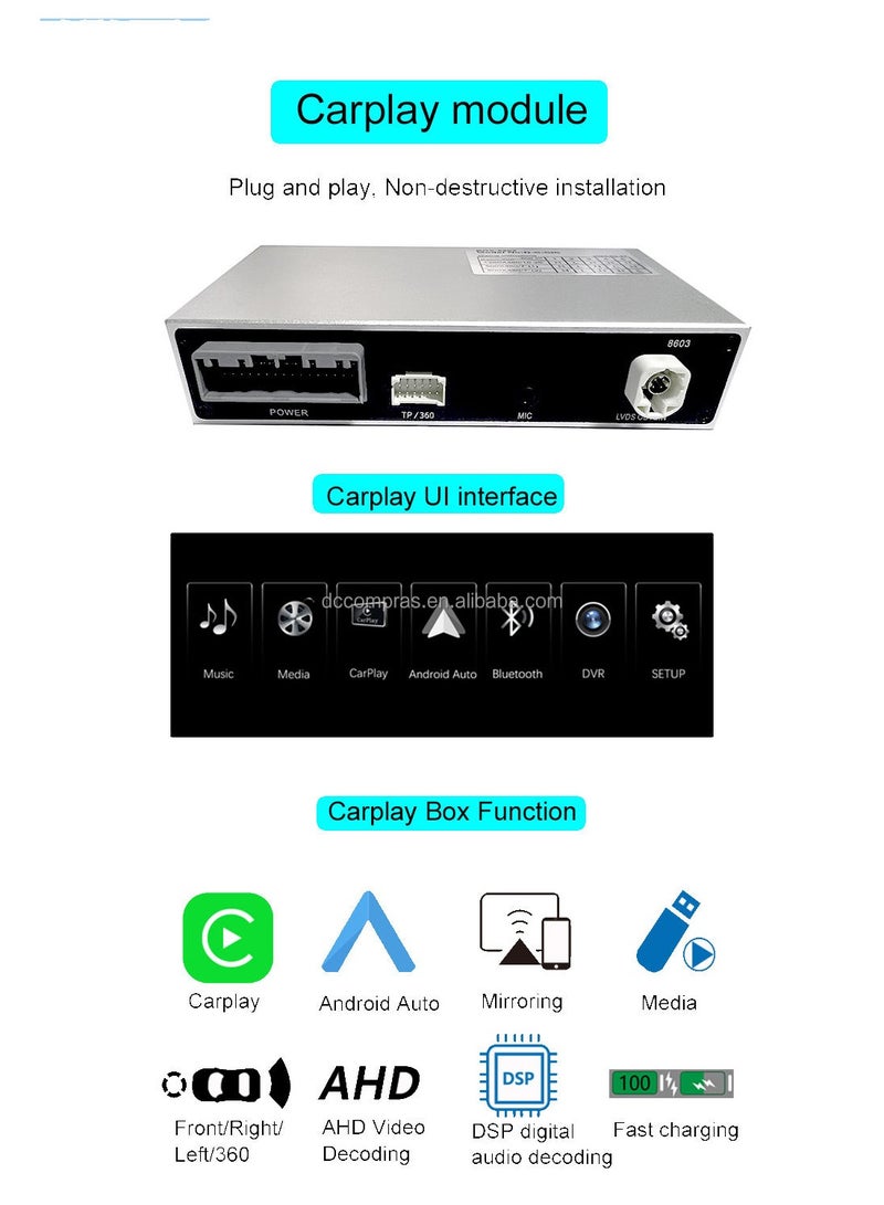 رايموس ترقية الوسائط المتعددة لنظام Raymos Wireless Carplay وواجهة Android Auto لنظام Linux لسيارة Mercedes Benz NTG4.0 - رسم خرائط الهاتف وتشغيل الصوت والفيديو المحلي، ودعم تثبيت نظام AHD الأمامي والخلفي مع كاميرا بانورامية بزاوية 360 درجة - Image 2