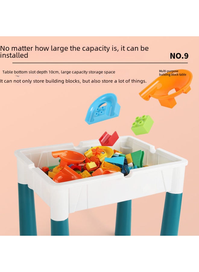طاولة كتلة جسيمات كبيرة متوافقة مع مجموعة ليغو للأولاد والبنات لعبة رياض الأطفال للأطفال رسم طاولة - اللون: طاولة مربعة كبيرة الحجم + 4 ارتفاع للتخزين + 206 كبير + كرسي - Image 5
