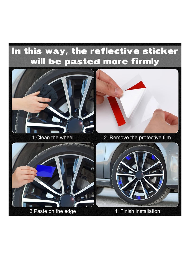 KASTWAVE Wheel Rims Decal Stripes Reflective Car Stickers, for 18-21 Inch Decoration Accessories for Cars Trucks Vehicle Automobile (Blue 6 Pcs)  - Image 3