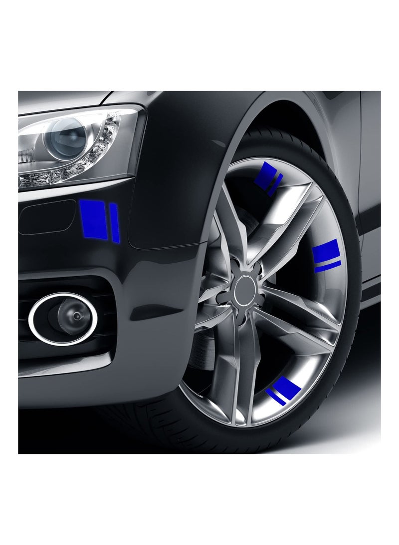 KASTWAVE Wheel Rims Decal Stripes Reflective Car Stickers, for 18-21 Inch Decoration Accessories for Cars Trucks Vehicle Automobile (Blue 6 Pcs)  - Image 2