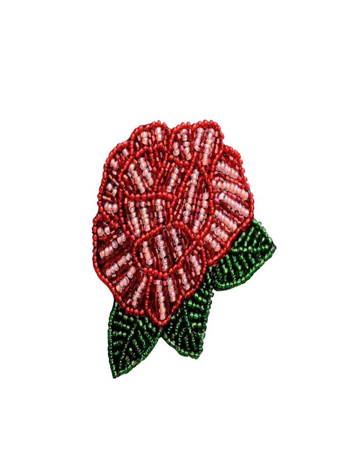 Abeo Handmade Rose Brooch Pin for Women and Men | Embroidered Beaded Lapel Pin for Valentine’s Day, Jackets Shirts, Bags and Cloths Accessories | Stylish Fashionable Badge Pins, 5-6 cm (Red) - Image 1