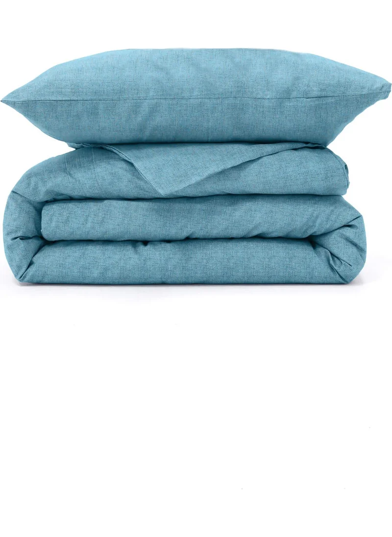 Favora Glitter Solid Color Single Elastic Duvet Cover Set - Dark Turquoise