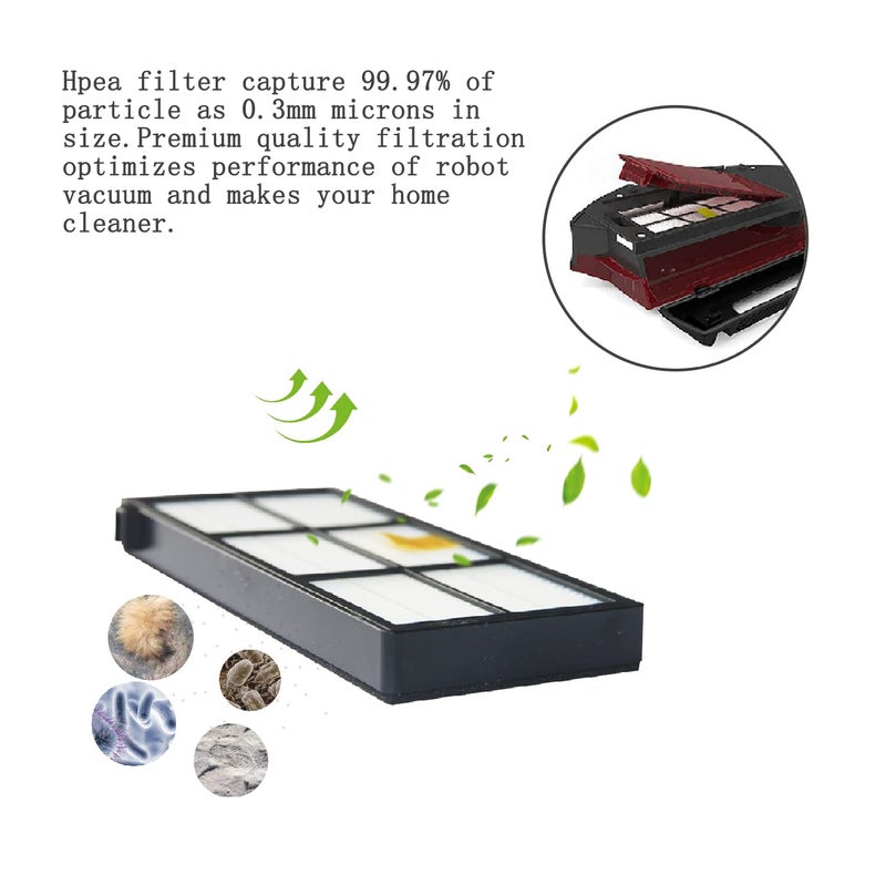 Amyehouse Extractor Roller Side Brushes & Hepa Filters Replenishment Kit Compatible with iRobot Roomba 800 900 Series 805 860 861 870 871 880 890 891 960 980 981 985 Vacuum Replacement Parts - Image 3