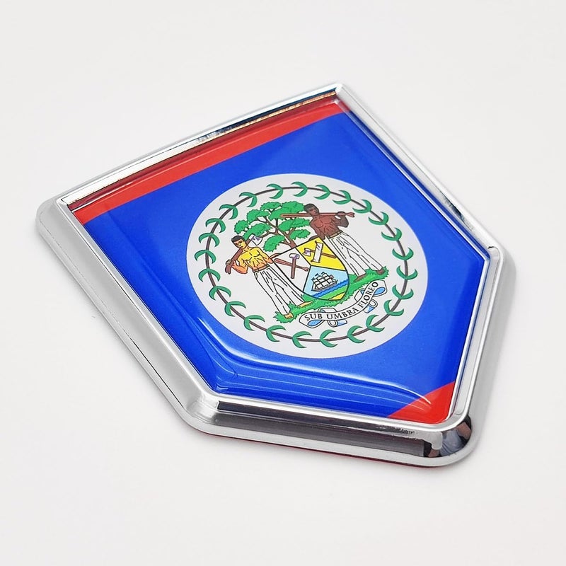 Overdecor Belize Flag Decal Stickers Car Emblem Belizean Car Accessories Decorations Chrome Shield Flag Sticker Decals for Cars Truck Vehicles, 2 Pack - Image 1
