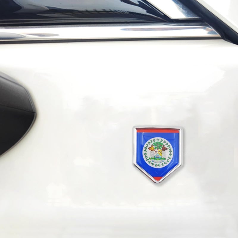 Overdecor Belize Flag Decal Stickers Car Emblem Belizean Car Accessories Decorations Chrome Shield Flag Sticker Decals for Cars Truck Vehicles, 2 Pack - Image 4