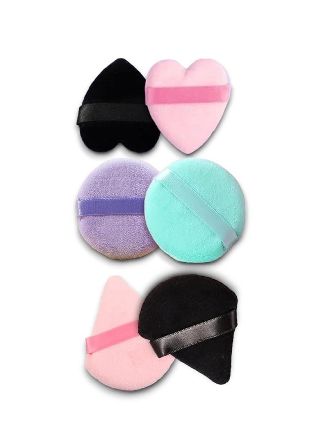 Sunaina Makeup Blending Puffs, Face Powder Puffs Cotton Triangle, Round, Heart Love Shape Puff, Makeup Tool Beauty Sponges Blender Puff (Mix Shape Puff- 6 Pcs) - Image 1