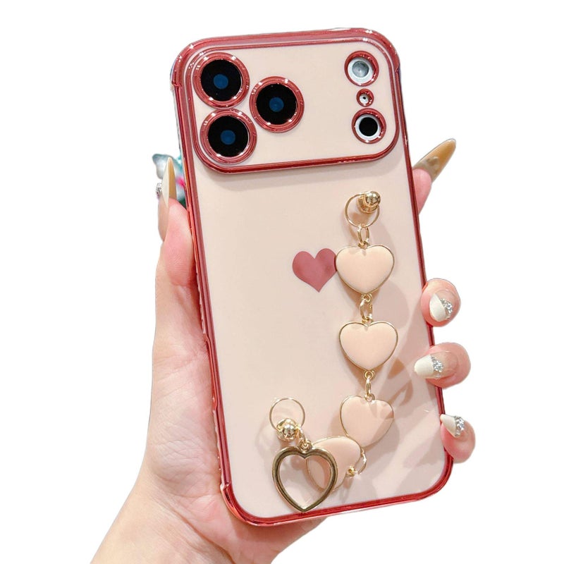 غطاء واقي | سيليكون نقش قلب مطلي بالكهرباء | White with Gold Heart | لـ iPhone 16 / 16 Plus / 16 Pro / 16 Pro Max - Image 1