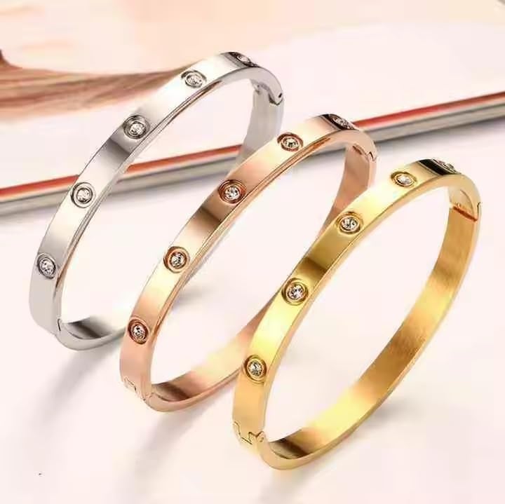 MEENAZ bracelet for women Stylish Bangles for women Adjustable Anti Tarnish Bracelet for girls rose gold Kada for Women Accessories Anti Tarnish Jewellery Stainless Steel Cuff Bracelet gifts Combo - Image 5