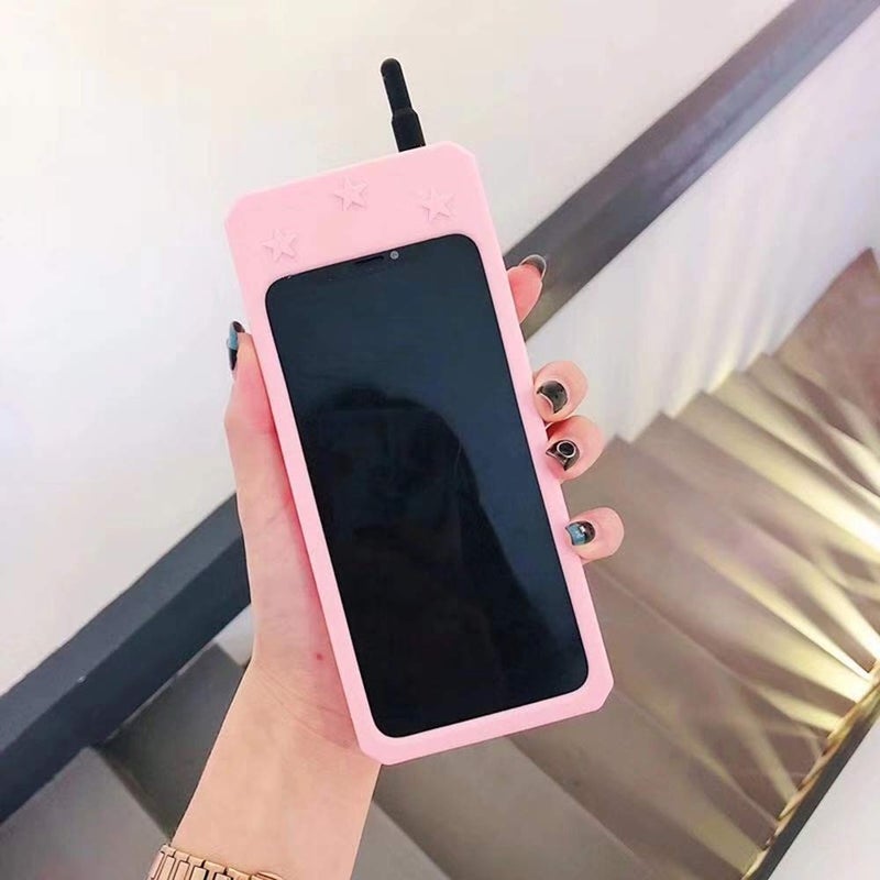 UnnFiko 3D Silicone Case Compatible with iPhone 7 Plus/iPhone 8 Plus, Retro Classic Creative Soft Rubber Bumper Cover Cool Fun Thick Protective Stand Case(Retro Cellphone Pink, iPhone 7 Plus/ 8 Plus) - Image 5