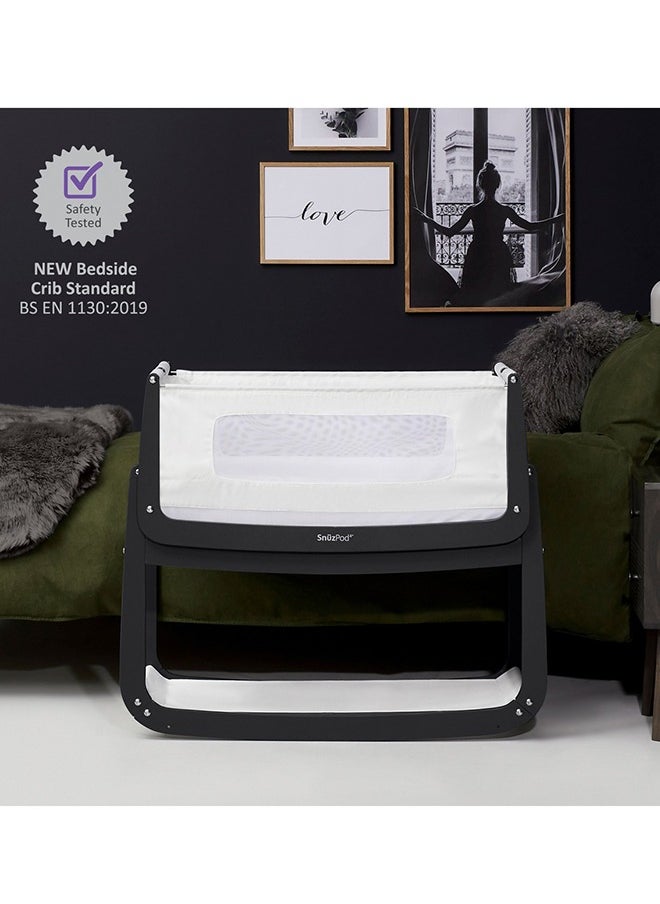 Snuz - Pod4 Bedside Crib For Infant And Baby, Increased Air Flow For Better Sleep , 3D Breathable Mattress, Machine Washable Liner, Rocking Stand Suitable From 0 To 6 Months L100 X 49 X H95 - Slate - Image 1