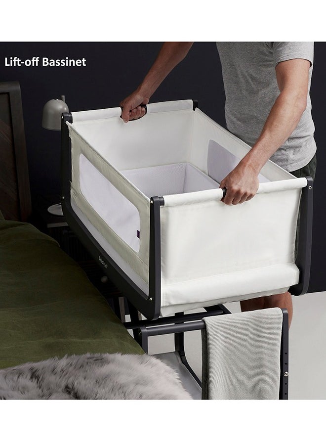 Snuz - Pod4 Bedside Crib For Infant And Baby, Increased Air Flow For Better Sleep , 3D Breathable Mattress, Machine Washable Liner, Rocking Stand Suitable From 0 To 6 Months L100 X 49 X H95 - Slate - Image 1