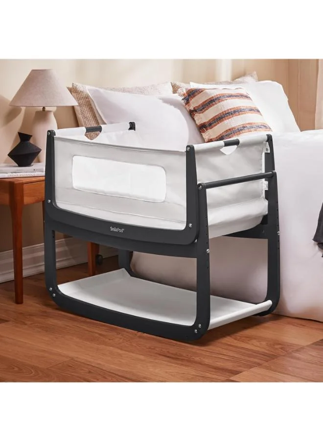 Snuz Pod4 Bedside Crib For Infant And Baby, Increased Air Flow For Better Sleep , 3D Breathable Mattress, Machine Washable Liner, Rocking Stand Suitable From 0 To 6 Months L100 X 49 X H95 - Slate