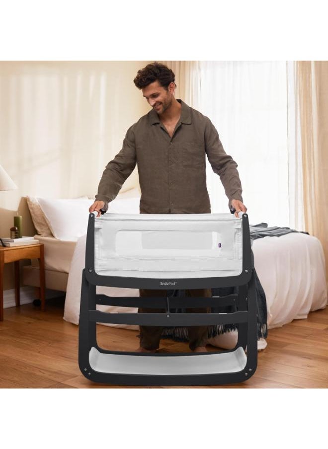 Snuz - Pod4 Bedside Crib For Infant And Baby, Increased Air Flow For Better Sleep , 3D Breathable Mattress, Machine Washable Liner, Rocking Stand Suitable From 0 To 6 Months L100 X 49 X H95 - Slate - Image 1