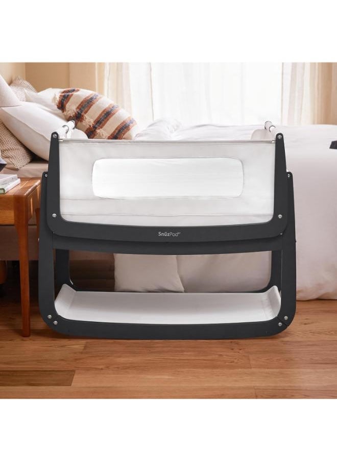 Snuz - Pod4 Bedside Crib For Infant And Baby, Increased Air Flow For Better Sleep , 3D Breathable Mattress, Machine Washable Liner, Rocking Stand Suitable From 0 To 6 Months L100 X 49 X H95 - Slate - Image 1