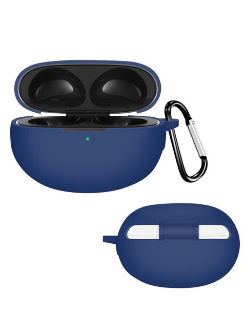 Compatible with Realme Buds Air 6 Pro Case Cover, Soft Silicone Shockproof Protective Case Wireless Earbuds with Carabiner, Front LED Visible (Blue)
