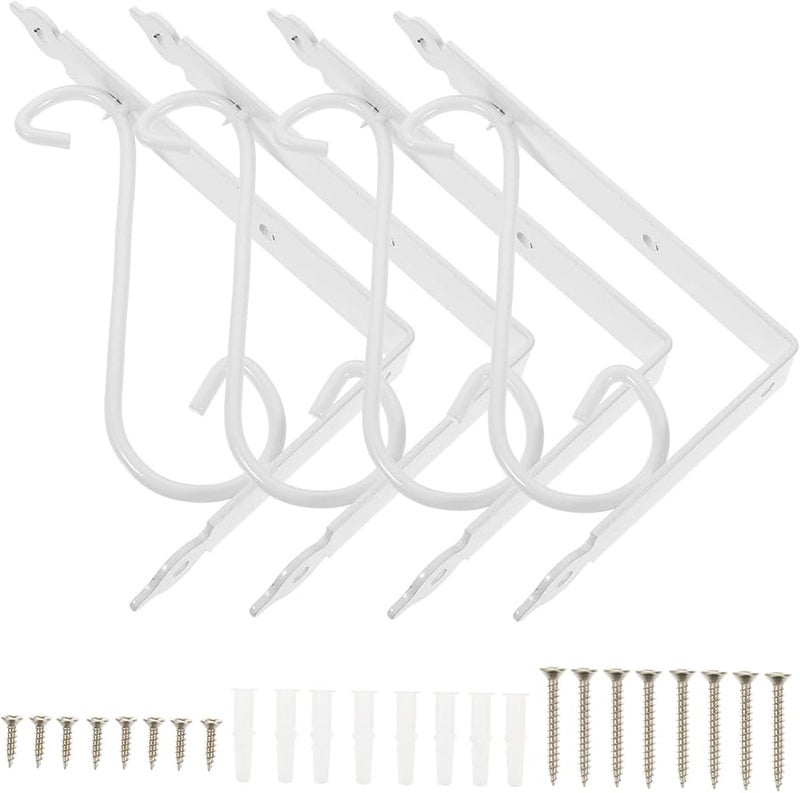 Jojofuny 4 Pack White Iron Wall Shelf Brackets 20x20cm Heavy Duty Support - Image 2