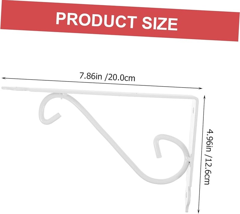 Jojofuny 4 Pack White Iron Wall Shelf Brackets 20x20cm Heavy Duty Support - Image 3