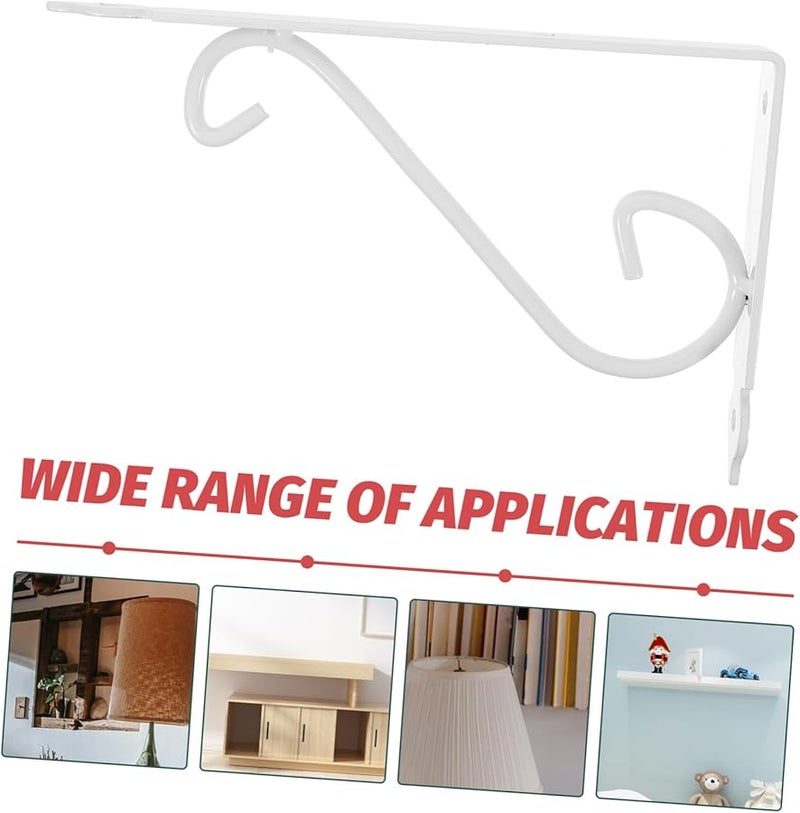 Jojofuny 4 Pack White Iron Wall Shelf Brackets 20x20cm Heavy Duty Support - Image 4