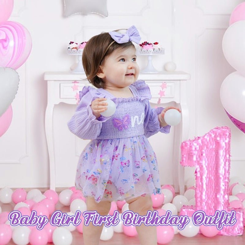HONGTEYA Baby Girl 1st Birthday Outfit First Birthday Gifts Long Sleeve Tulle Dress One Year Old Bodysuit Clothes - Image 4