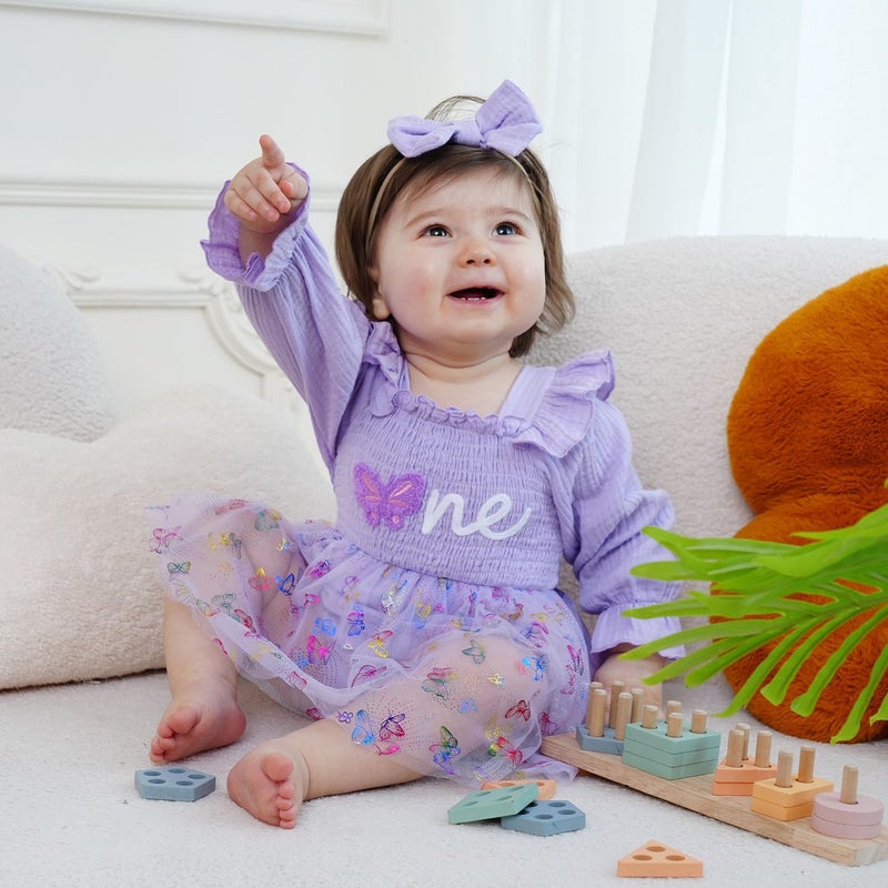 HONGTEYA Baby Girl 1st Birthday Outfit First Birthday Gifts Long Sleeve Tulle Dress One Year Old Bodysuit Clothes - Image 2