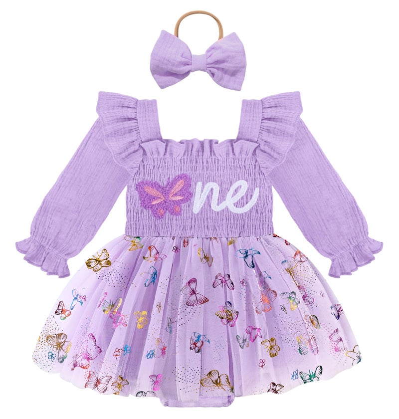 HONGTEYA Baby Girl 1st Birthday Outfit First Birthday Gifts Long Sleeve Tulle Dress One Year Old Bodysuit Clothes - Image 1